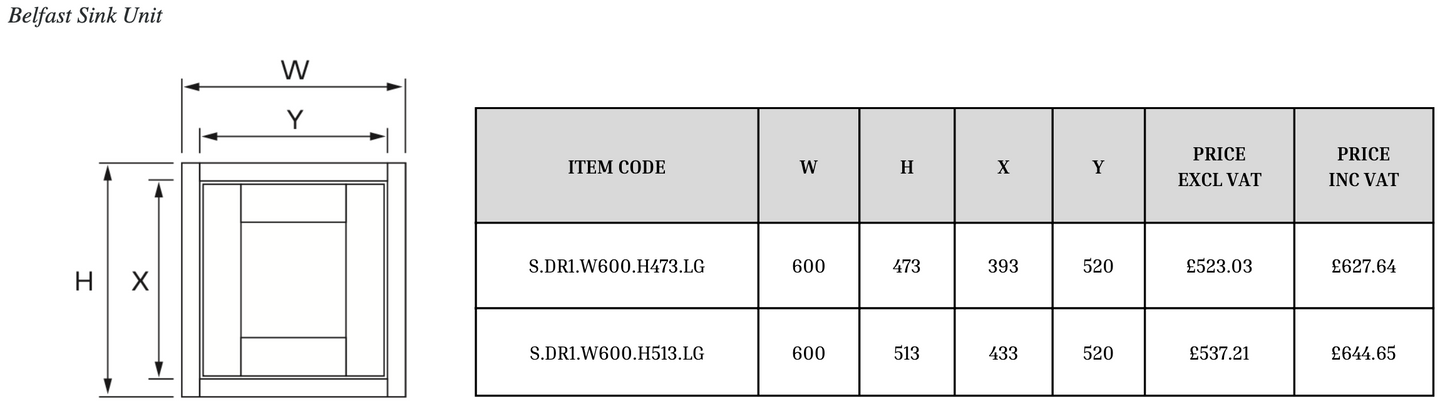 Belfast Sink Unit