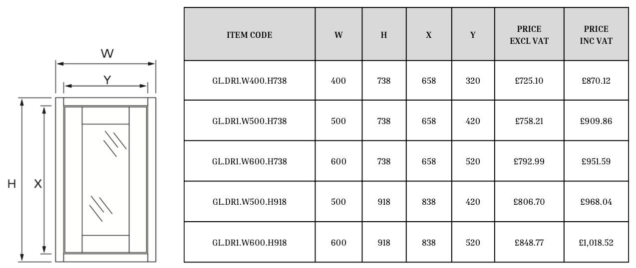Glazed Single Door Wall Cabinet