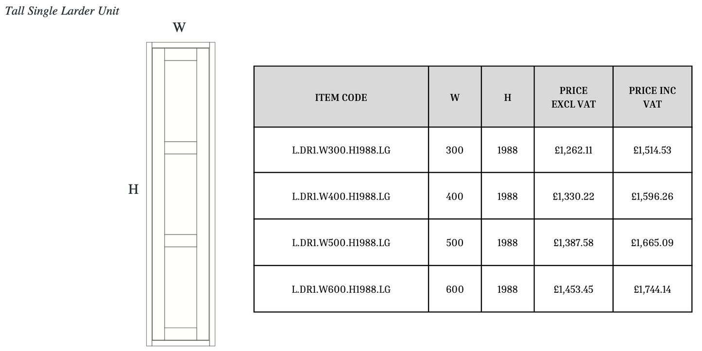 Tall Single Larder Cabinet