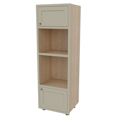 Tall Appliance Housing Single Integrated Oven with Integrated Microwave Door Above Door Below