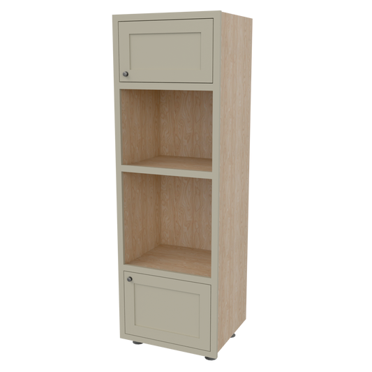 Tall Appliance Housing Single Integrated Oven with Integrated Microwave Door Above Door Below